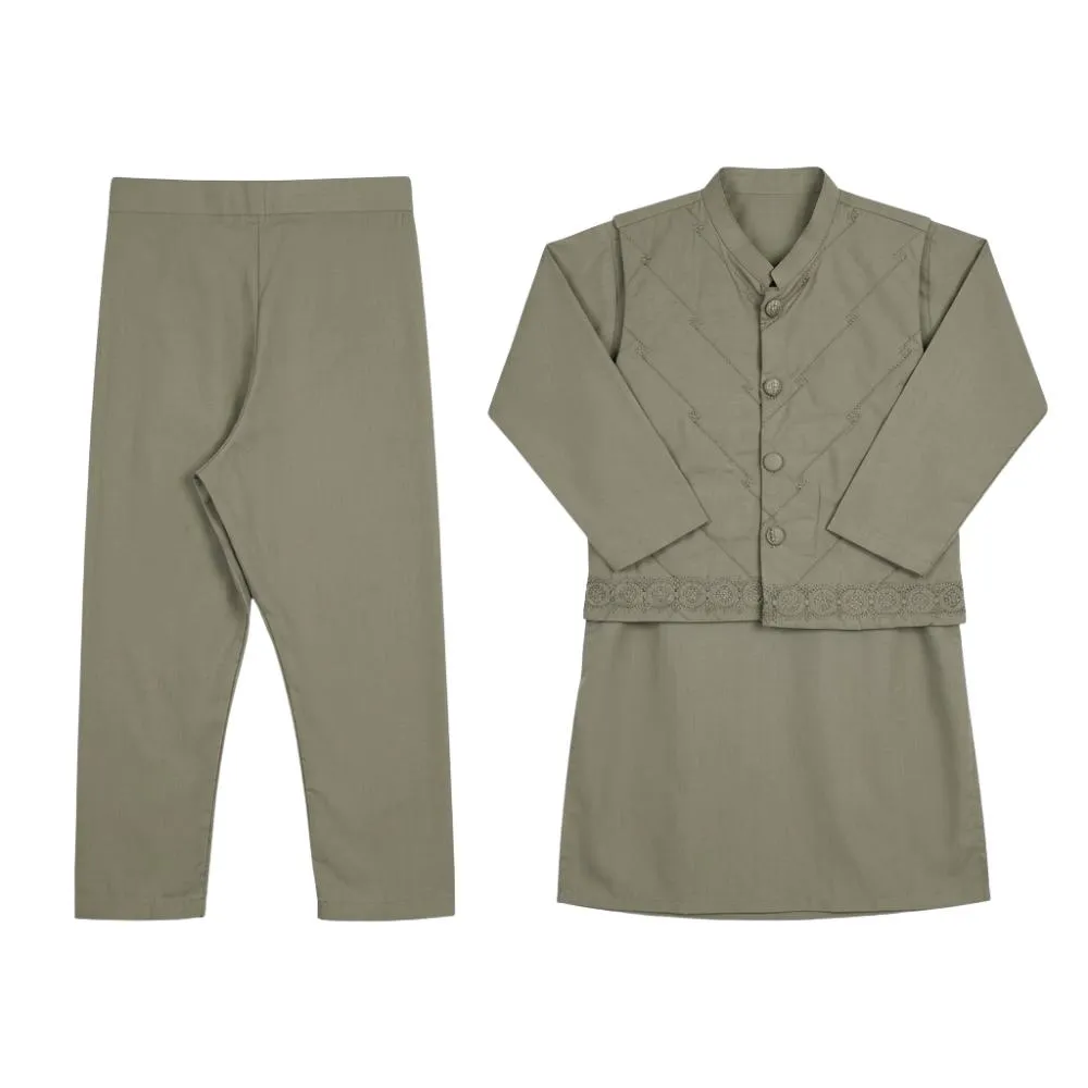 Olive Green Kids' Quilted Outfit