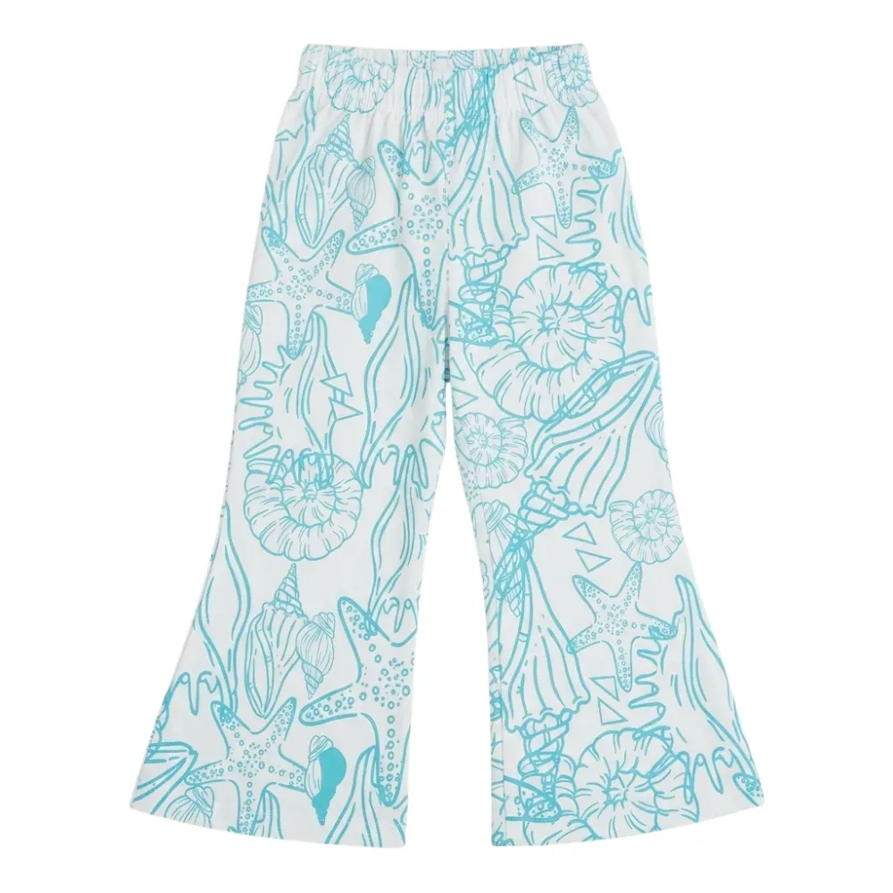 Sea Creature Print Wide Leg Pants