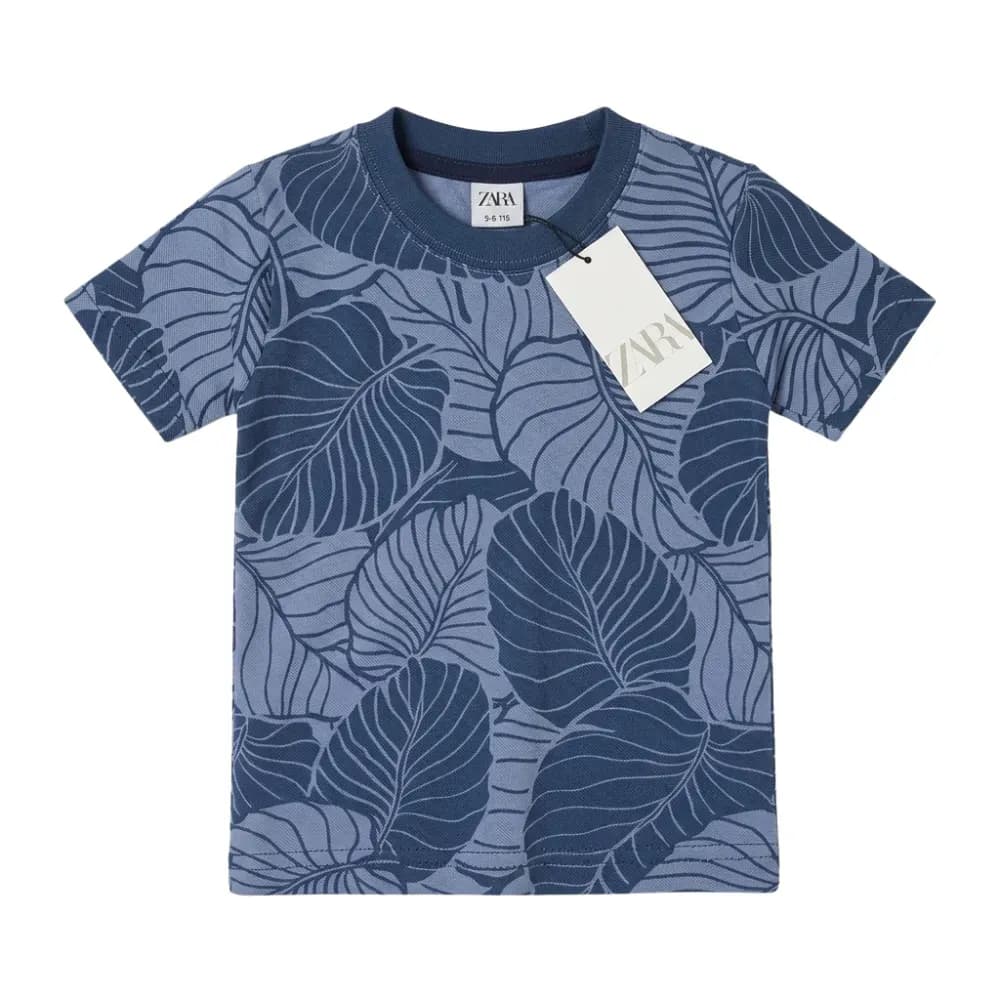 Zara Blue Leaf Pattern T-Shirt for Kids