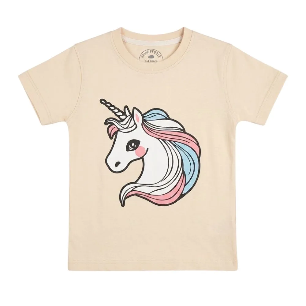 Beige Unicorn T-Shirt for Kids