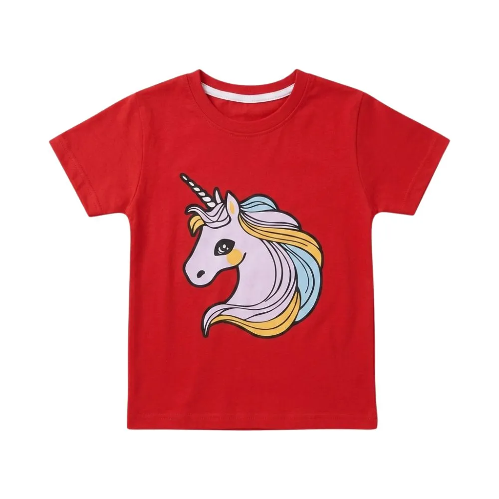 Red Unicorn T-Shirt for Kids
