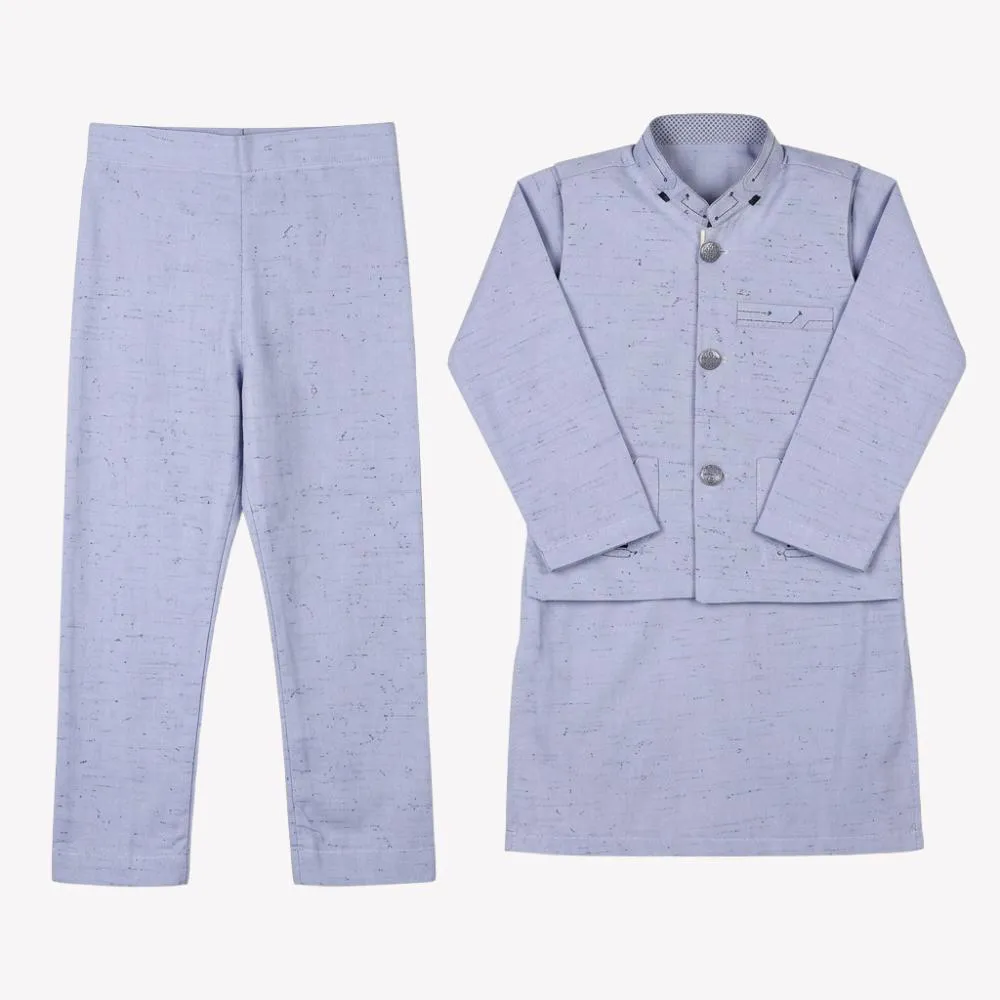 Light Blue Textured Kurta and Pyjama Set