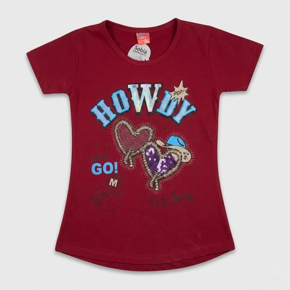 Red Kids T-Shirt with Western-Style Design